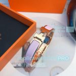 Replica Hermes Clic Clac HH Narrow Bangle Gold Metal Taro purple Enamel Narrow